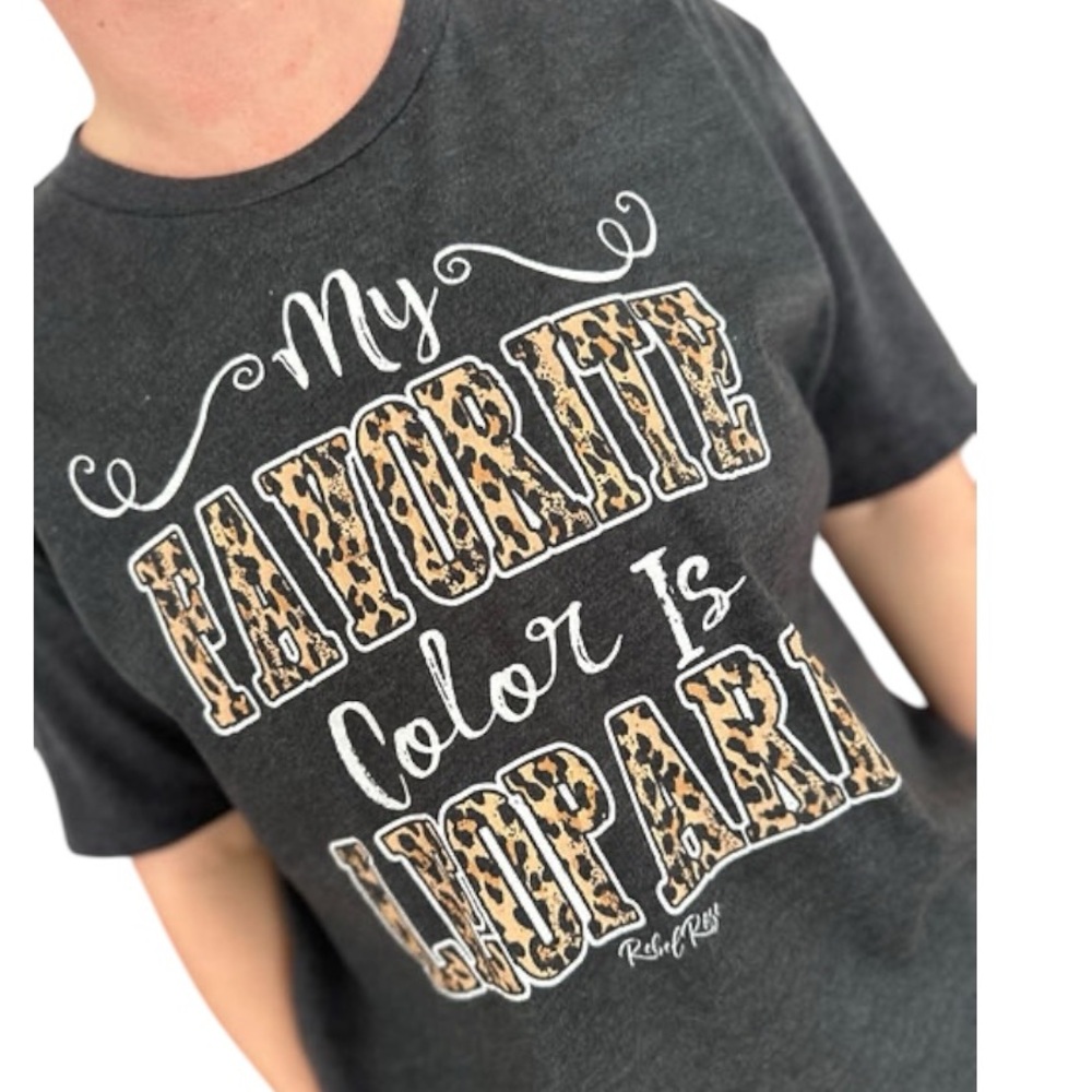 Rebel Rose Women's Gray Leopard Is My Favorite Color Tee Soft Size XL